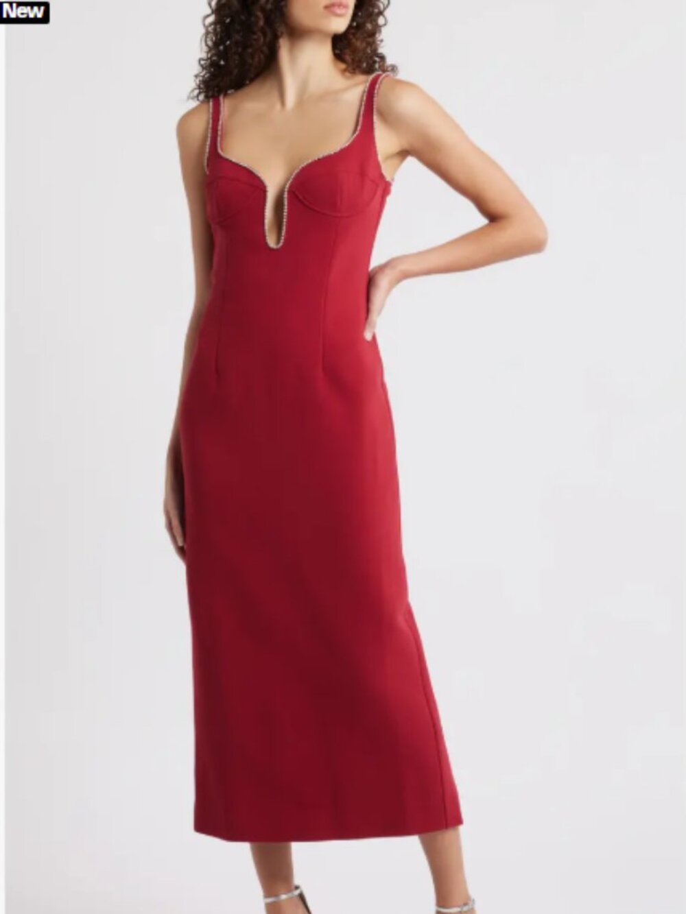 Bardot Brooklyn Diamante Sleeveless Sheath Dress – Burgundy – US 8 – NWT